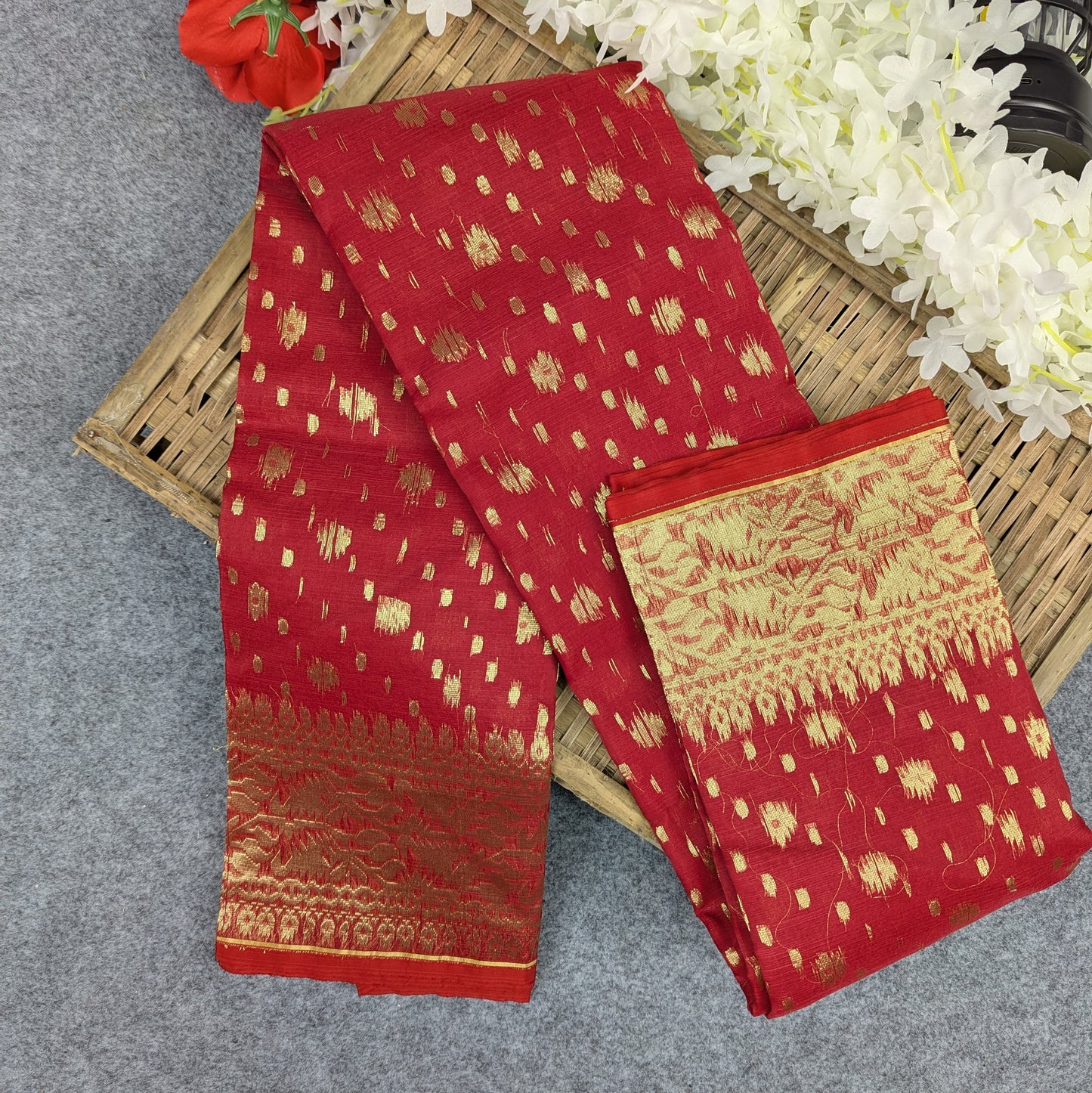 Half Silk Jamdani Saree