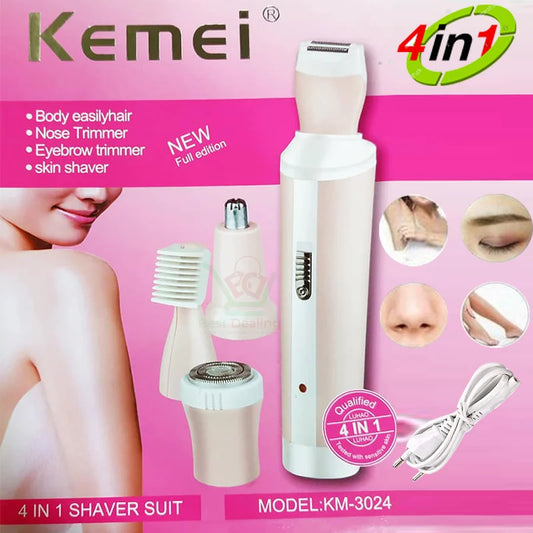 Kemei KM-3024 4 in 1 Rechargeable Trimmer For Women