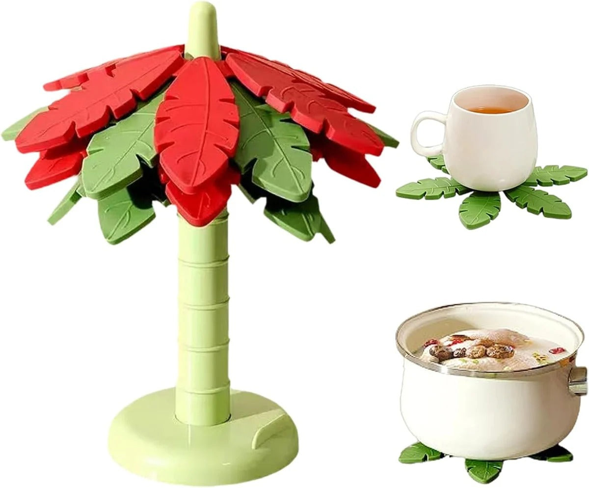 TPR Coconut Tree Heat Resistant Coaster Set